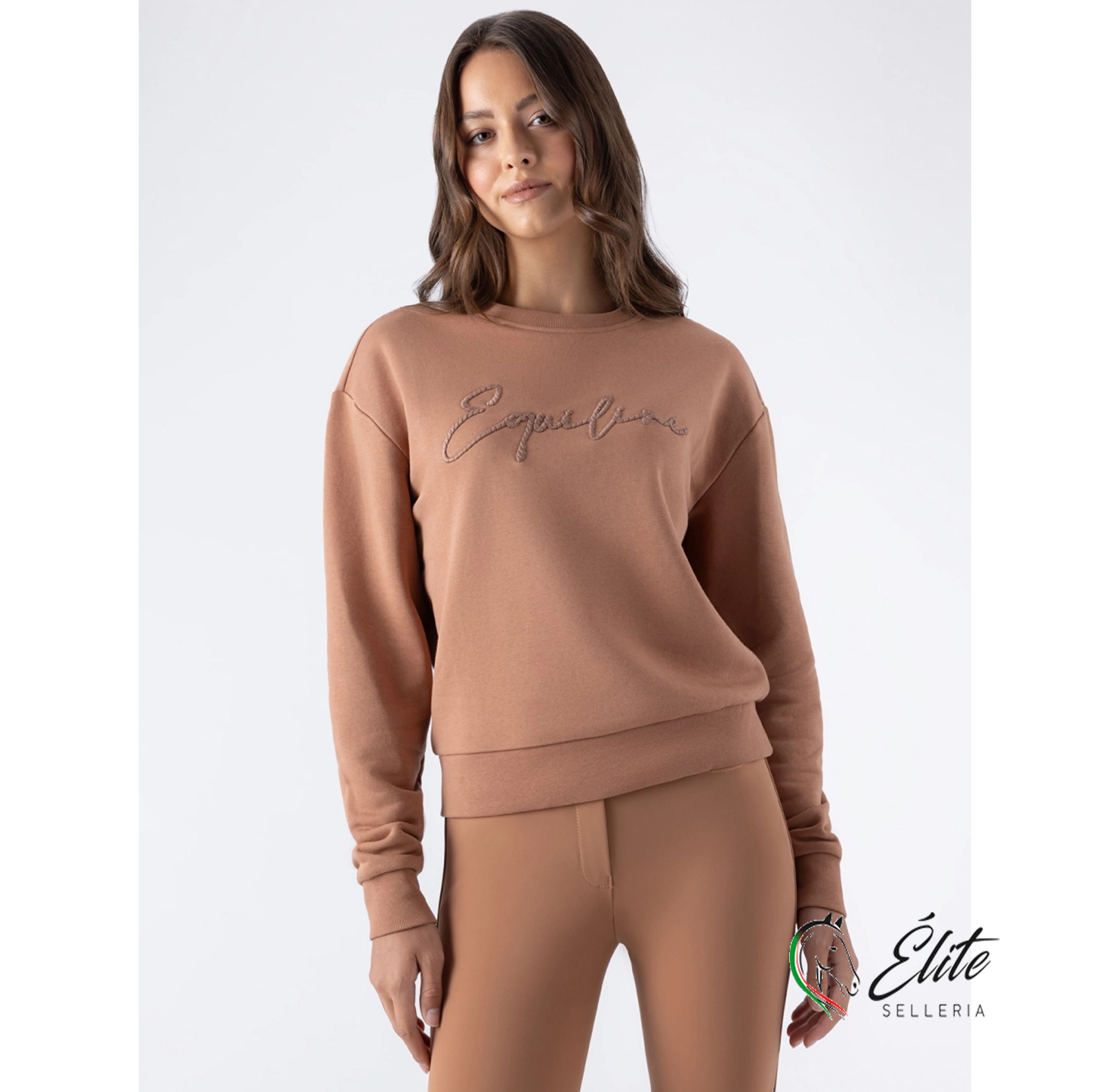 Monta inglese, Abbigliamento, Felpe e Softshell - vendita online Felpa girocollo da donna beije - marca: Equiline - Selleria Élite del cavallo - Palermo - Sicilia- Italia