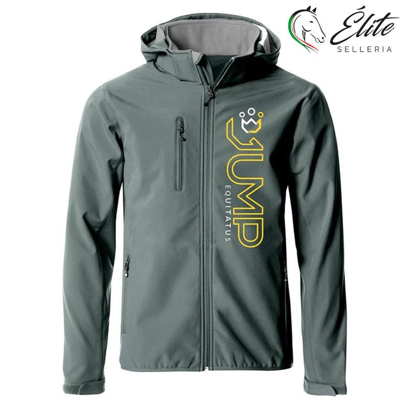 Vendita online SOFTSHELL JUMP GRIGIO CON CAPPUCCIO 2024 - Selleria Élite del cavallo - Palermo - Sicilia- Italia