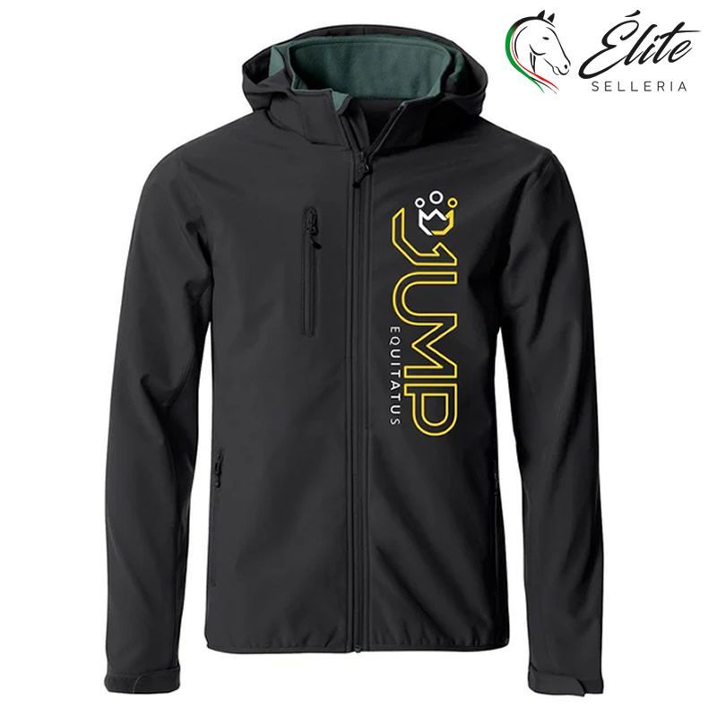 Vendita online SOFTSHELL JUMP NERO CON CAPPUCCIO 2024 - Selleria Élite del cavallo - Palermo - Sicilia- Italia