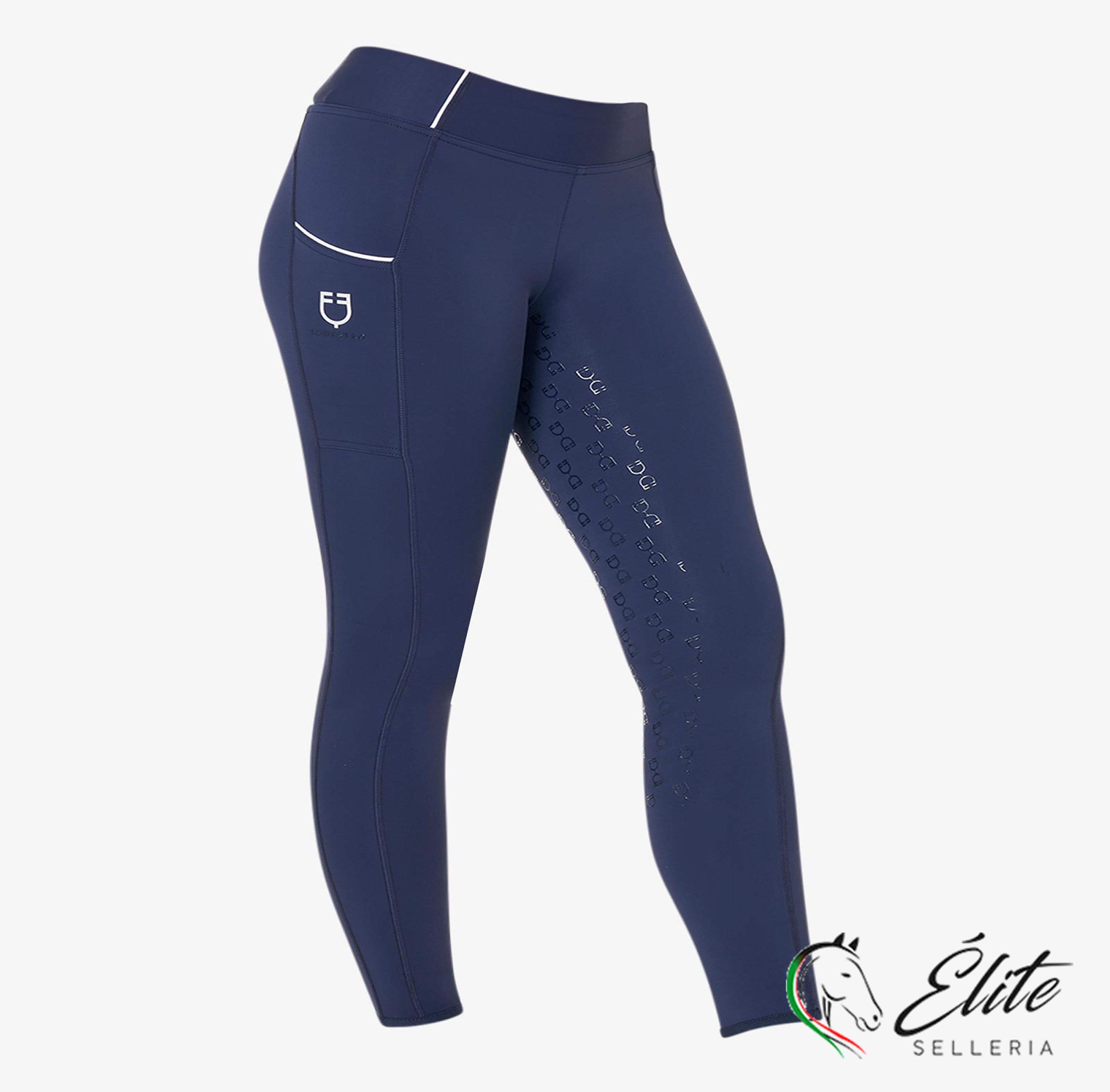 Monta inglese, Abbigliamento, Pantaloni e Leggings - vendita online LEGGINGS JUNIOR GRIP CON LOGO - marca: Equestro - Selleria Élite del cavallo - Palermo - Sicilia- Italia