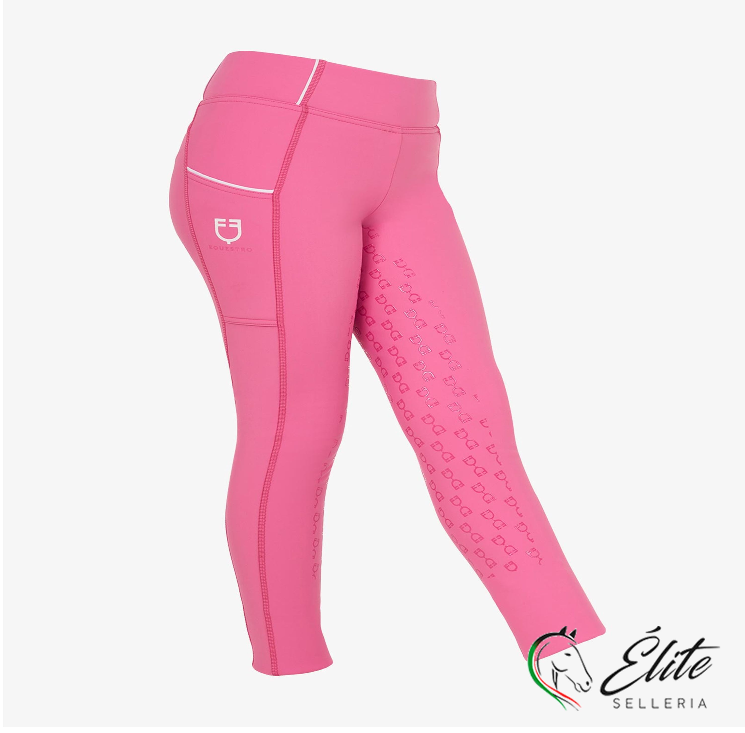Monta inglese, Abbigliamento, Pantaloni e Leggings - vendita online LEGGINGS JUNIOR GRIP CON LOGO - marca: Equestro - Selleria Élite del cavallo - Palermo - Sicilia- Italia