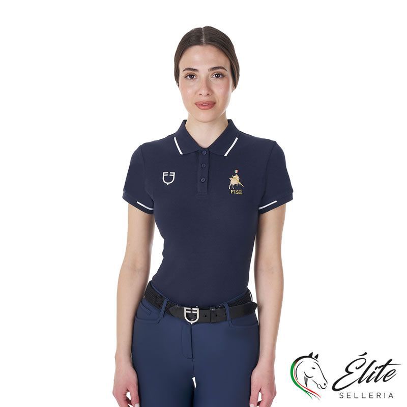 Vendita online POLO DONNA DA ALLENAMENTO TRE BOTTONI EQUESTRO X FISE NAVY BLAZER - Selleria Élite del cavallo - Palermo - Sicilia- Italia