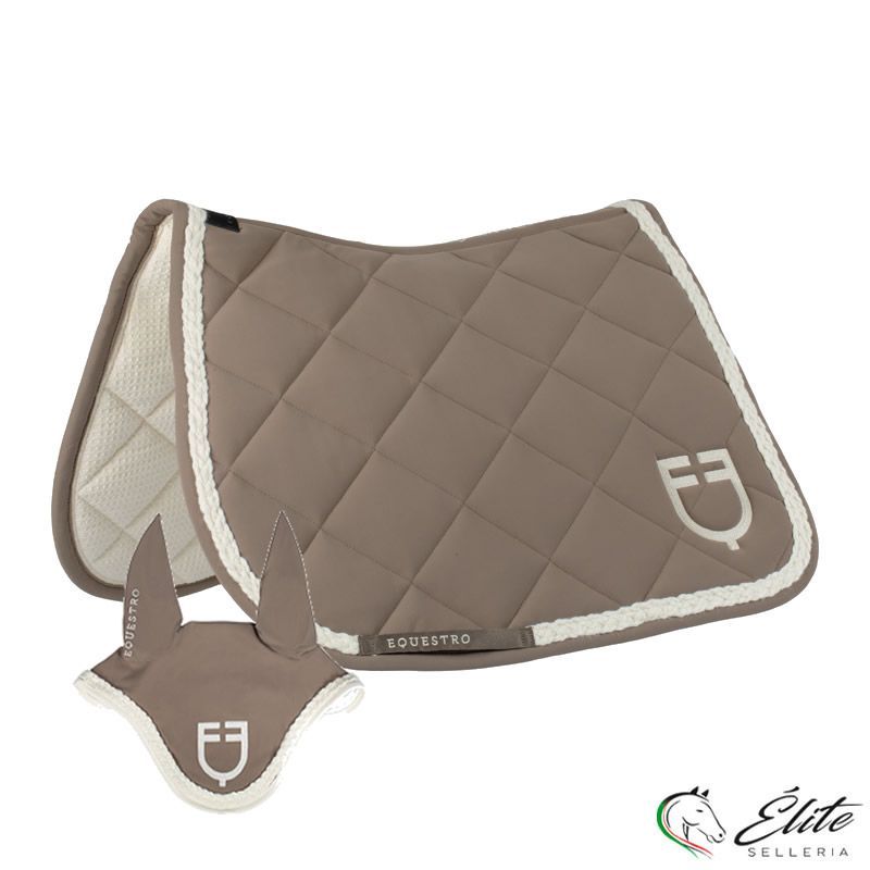 Monta inglese, Sottosella e Cuffiette, Completo Sottosella + Cuffietta - vendita online SOTTOSELLA DA SALTO CON CUFFIA CORDA INTRECCIATA - marca: Equestro - Selleria Élite del cavallo - Palermo - Sicilia- Italia